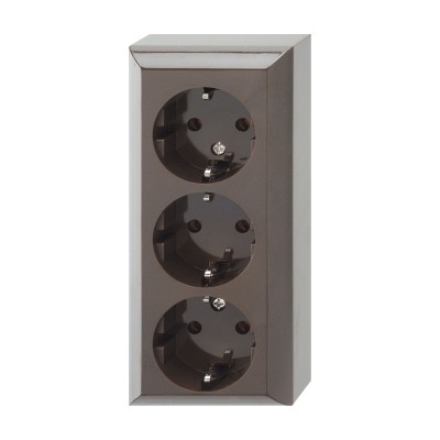 3 férőhelyes földelt csatlakozóaljzat, barna, beltéri - 0510089777