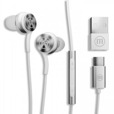 Maxell 348532 XC-1 USB-C fülhallgató, USB-C, 95 dB, 32 Ohm, beépített mikrofon, fehér