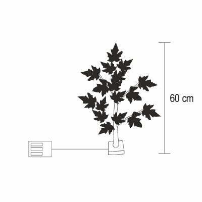 HOME ATM03 asztali juharfa dekoráció, 60 cm, 24 db melegfehér LED, időzítő, elemes tápellátás, beltéri kivitel fehér