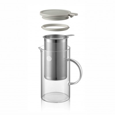 BUYDEEM CD2002/A1 teáskanna, 800 ml, boroszilikát üveg és acél, akár 150°C-ig hőálló