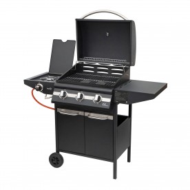 Home GRG01 gázgrill, 3 főégővel, 1 oldalégővel, 3,2 kW teljesítmény égőnként, nyomásszabályozó készlettel