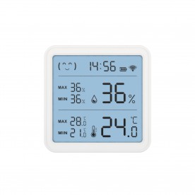 Home HSTHC hő- és páratartalom mérő, óra, nagy LCD kijelző, Smart Life, Tuya Smart, okos otthon, telefonos értesítés, automatizálás, eszközvezérlés, riasztás