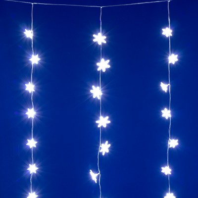 HOME KAF50WH LED-es hópehely fényfüggöny, 1,35 m, 50 db hidegfehér LED, hálózati tápellátás, beltéri kivitel