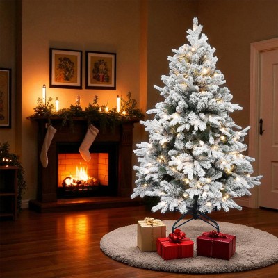 Home KMF8LED150 havas műfenyő LED-ekkel, 170db melegfehér LED, 8 program, 150cm magas, 101cm átmérő, 3D és 2D tűlevelek, hálózati tápellátás, beltéri kivitel