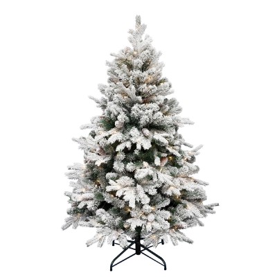 Home KMF8LED150 havas műfenyő LED-ekkel, 170db melegfehér LED, 8 program, 150cm magas, 101cm átmérő, 3D és 2D tűlevelek, hálózati tápellátás, beltéri kivitel