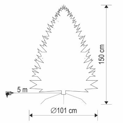 Home KMF8LED150 havas műfenyő LED-ekkel, 170db melegfehér LED, 8 program, 150cm magas, 101cm átmérő, 3D és 2D tűlevelek, hálózati tápellátás, beltéri kivitel