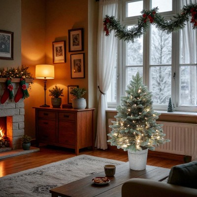 Home KMF90BLED elemes műfenyő LED-ekkel, 100db melegfehér LED, 90cm magas, 8 programos, 3D és 2D tűlevelek, elemes tápellátás, beltéri kivitel