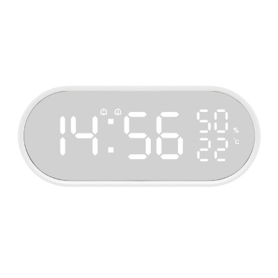 HOME LTC06 ébresztőóra, USB töltőkimenet, fehér kijelző, két ébresztési időpont, hőmérséklet és páratartalom mérés