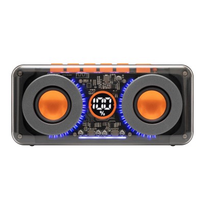 SAL MECHAPOWER vezeték nélküli hangszóró és multimédia-lejátszó, 2 x 10 W, RGB LED, BT TWS, USB-C, ~8 óra üzemidő, superbass mélysugárzó