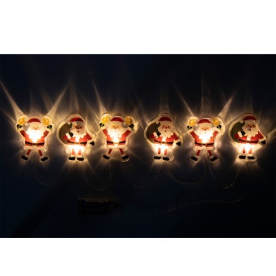 Home MLS6 LED-es mikulás fényfüzér, szilikon, 6db melegfehér LED, elemes tápellátás, beltéri kivitel