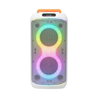 SAL PAR216WH party hangfal, 60 W, 2-utas bassz-reflex, 3 hangszóró, Bluetooth, MP3, digitális kijelző, LED fényeffekt, mikrofonnal
