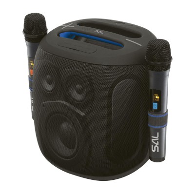 SAL PARCUBE boombox, 100 W, 2db vezeték nélküli mikrofon, 5db hangszóró, LED fényeffekt, IPX6 védelem, bluetooth