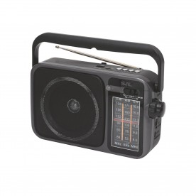 SAL RPR10 hordozható rádió multimédia lejátszóval, vezeték nélküli Bluetooth hangszóró, 3-sávos rádió, MP3 lejátszás USB/microSD eszközről, tölthető