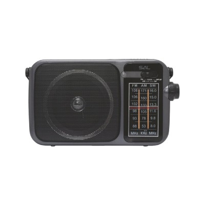 SAL RPR10 hordozható rádió multimédia lejátszóval, vezeték nélküli Bluetooth hangszóró, 3-sávos rádió, MP3 lejátszás USB/microSD eszközről, tölthető
