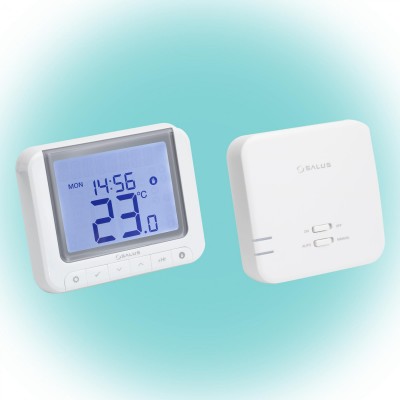 SALUS RT520RF vezeték nélküli szobatermosztát, Opentherm csatlakozó, kontaktus kimenet, LCD, PIN kód, szerviz figyelmeztető, 5 - 33,5 °C