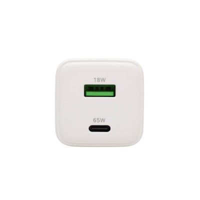 HOME SA65PPS USB hálózati szupergyors töltő, 65Watt, 2in1: USB-A + USB-C aljzat, QC + PD + PPS gyorstöltés, GaN technológia