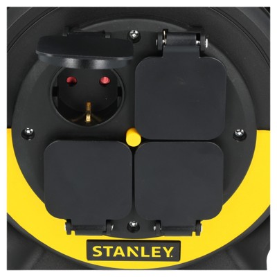 STANLEY SXCR-122 kábeldob, IP20, 15m kábellel, H07RN-F 3G1,5, max 3200 W, 4 védőérintkezős aljzat, beltéri kivitel