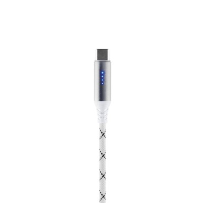 Home USBCC2M100L töltőkábel, USB-C / USB-C, 2 méter, 100W gyorstöltés, töltésjelző LED-sor, szőtt nylon burkolat
