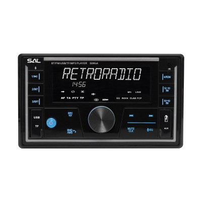 SAL VB5500 SMART autórádió, 4x50W, 2xDIN, FM RDS, USB-microSD, MP3 lejátszó, dupla USB aljzat, telefontöltő, kiválasztható RGB gomb világítás, telefonról is vezérelhető okos autórádió