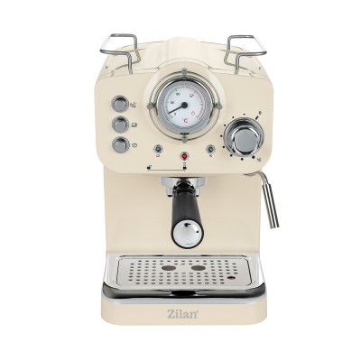 Zilan ZLN2992 retró eszpresszó kávéfőző, 1100 W, 15 bar, 1,25 liter kapacitás, tejhabosító, bézs