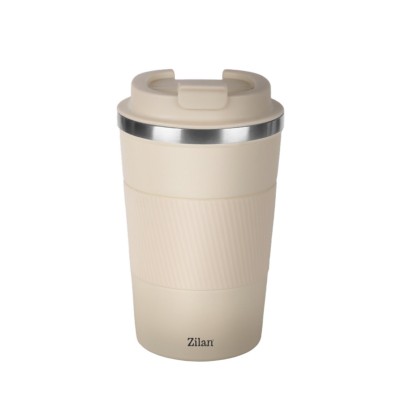 Zilan ZLN9877 pohár termosz, 380 ml űrtartalom, rozsdamentes acél belső, dupla falú, krémszínű